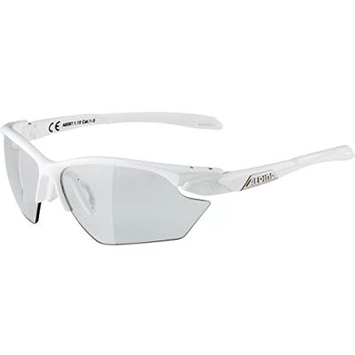 ALPINA Twist Five S HR V Zelfkleurende, onbreekbare en condensvrije sport- en fietsbril met 100% uv-bescherming voor volwassenen, wit glanzend, eenheidsmaat ALPINA Twist Five S HR V Zelfkleurende, onbreekbare en condensvrije sport- en fietsbril met 100% uv-bescherming voor volwassenen, wit glanzend, eenheidsmaat