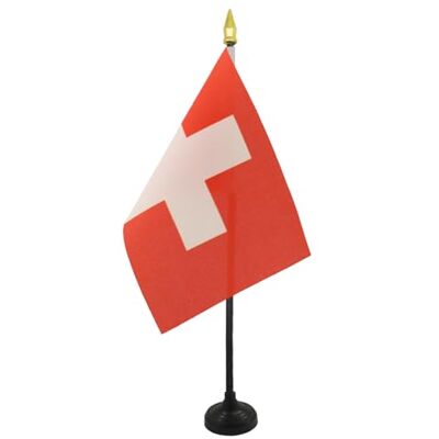 AZ FLAG Tafelvlag Zwitserland 15x10 cm Zwitsers Polyester 100D Plastic Voet Binnengebruik bureauvlag Schweiz gestikte afwerking met verstevigde randen 100D polyester AZ FLAG Tafelvlag Zwitserland 15x10 cm Zwitsers Polyester 100D Plastic Voet Binnengebruik bureauvlag Schweiz gestikte afwerking met verstevigde randen 100D polyester