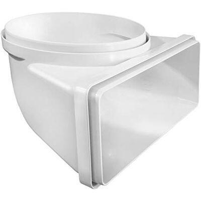 La Ventilazione La Ventilation CGV229B verticale bocht van ronde buis Ø 150 mm tot rechthoekig 220 x 90 mm uit ABS kleur wit La Ventilazione La Ventilation CGV229B verticale bocht van ronde buis Ø 150 mm tot rechthoekig 220 x 90 mm uit ABS kleur wit