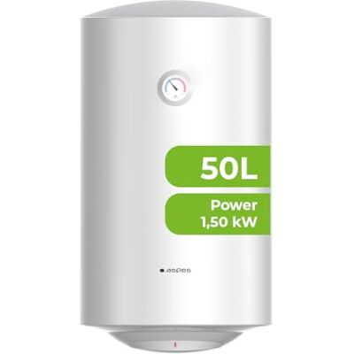 Aspes AT5001S Elektrische boiler, 50 liter, 1500 W, montageset, weerstand van geëmailleerd staal, handmatige thermostaat, temperatuur max. 70 °C, wit, energie-efficiëntieklasse C Aspes AT5001S Elektrische boiler, 50 liter, 1500 W, montageset, weerstand van geëmailleerd staal, handmatige thermostaat, temperatuur max. 70 °C, wit, energie-efficiëntieklasse C