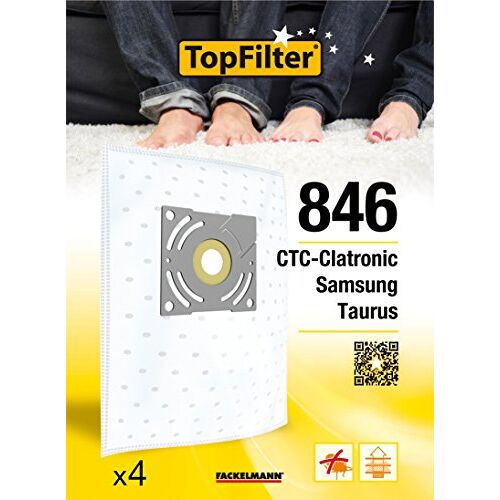 Topfilter Stofzuiger Tassen voor Samsung 846, 4, Stier, ctc-clatronic Dust Box Fleece Stofzuigerzakken, 4 Zakken (30 x 26 x 0.1 cm