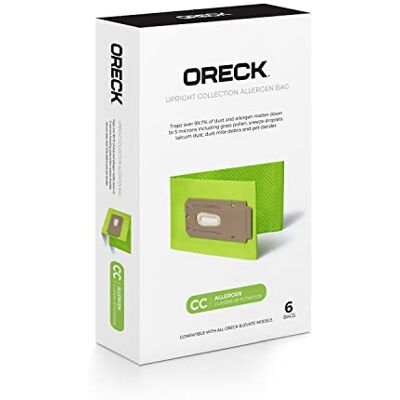 ORECK Vacuum Cleaner Bags for Upright Vacs, Pack of 6, Green, Type CC, Allergen Filtration, Part # AK1CC6A, Vacuum Bags ORECK Vacuum Cleaner Bags for Upright Vacs, Pack of 6, Green, Type CC, Allergen Filtration, Part # AK1CC6A, Vacuum Bags