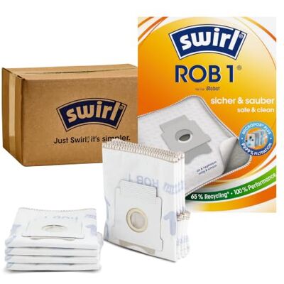 Swirl ROB 1 EcoPor stofzuigerzakken (8 zakken), scheurvaste stofzakken voor sommige afzuigstations van iRobot, in milieuvriendelijke doos, 99,9% filtering van huisstof en allergeen fijnstof Swirl ROB 1 EcoPor stofzuigerzakken (8 zakken), scheurvaste stofzakken voor sommige afzuigstations van iRobot, in milieuvriendelijke doos, 99,9% filtering van huisstof en allergeen fijnstof
