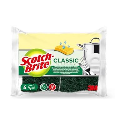Scotch-Brite Classic vingerspons, 4 stuks, van cellulose, super absorberend, voor intensief gebruik in de keuken en bij moeilijke reinigingswerkzaamheden Scotch-Brite Classic vingerspons, 4 stuks, van cellulose, super absorberend, voor intensief gebruik in de keuken en bij moeilijke reinigingswerkzaamheden