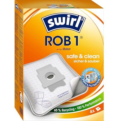 Swirl ROB 1 EcoPor Stofzuigerzak voor afzuigstation iRobot, 4 zakken Swirl ROB 1 EcoPor Stofzuigerzak voor afzuigstation iRobot, 4 zakken