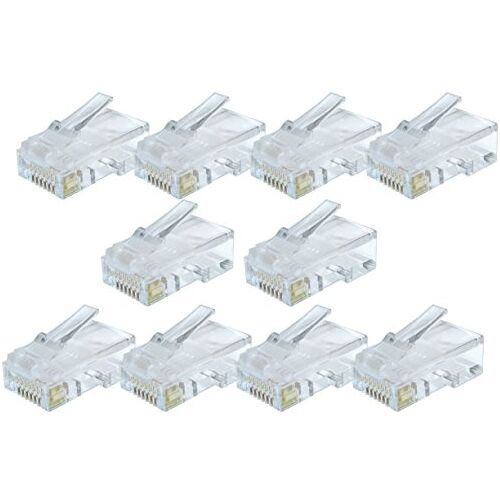 rhinocables RJ45-connectoren, Cat5e-connectoren, Ethernet-stekker krimpuiteinden 8-pins connectoren multipack (10 stuks)