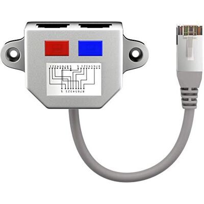 goobay Wentronic Netwerkadapter (1x RJ45-stekker naar 2x RJ45-aansluiting) zilver goobay Wentronic Netwerkadapter (1x RJ45-stekker naar 2x RJ45-aansluiting) zilver