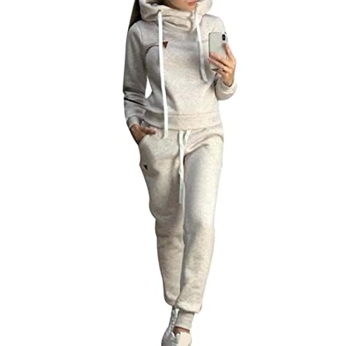 Dongxi Trainingspak Vrouwen 2 Stks joggingpakken voor vrouwen Pak Effen Kleur Trainingspakken Fleece Gevoerde Hoodies Broek Set