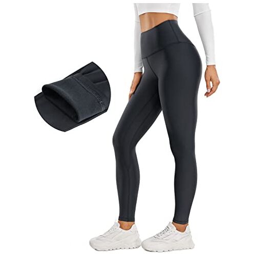 CRZ YOGA Thermische Met Fleece Gevoerde Yogalegging Voor Dames 28 Inch Winterwarme Trainingsbroek Met Hoge Taille En Hoge Taille Inktgrijs S