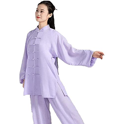 NSIBAN Tai Chi-kleding Dames, Heren Tai Chi-pakken Vechtsporten Kung Fu Uniform Qi Gong-kleding Chinese Wing Chun Kung Fu Taekwondo Trainingskleding Unisex Paars-X Groot