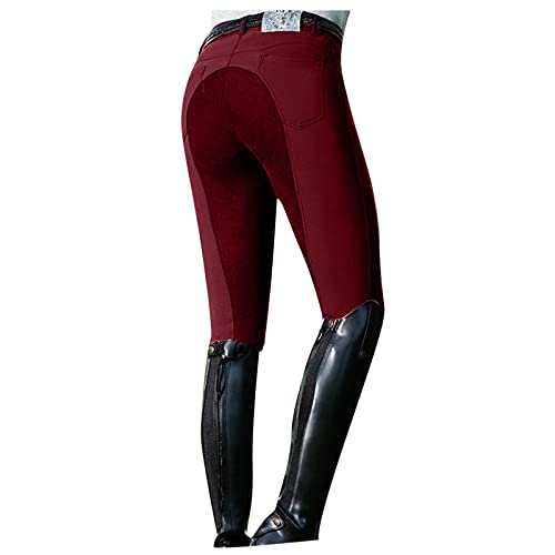 BOTCAM High Sports paardrijbroek taille paardrijden oefening damesbroek dames jeans jeans broek heren 34/32, rood, S