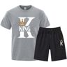 Nesthome Bijpassende shirts voor koppels Set voor hem en haar King Queen T-shirt Bijpassende Koppels T-Shirt Set van 2 voor koppels Cadeau, grijs-king, M