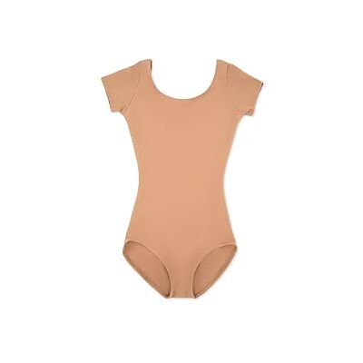 Capezio Leotard Body voor dames met korte mouwen, Light Suntan, M Capezio Leotard Body voor dames met korte mouwen, Light Suntan, M