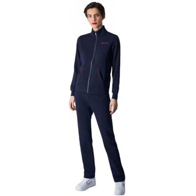 Champion Legacy Heritage W-Ultralight Powerblend Fleece Trainingspak voor dames met hoge hals/rechte zoom, Navy Blauw, L Champion Legacy Heritage W-Ultralight Powerblend Fleece Trainingspak voor dames met hoge hals/rechte zoom, Navy Blauw, L
