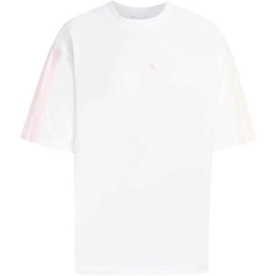 adidas Mujer ESSENTIALS 3-STRIPES BOYFRIEND T-SHIRT, white/clear pink, S adidas Mujer ESSENTIALS 3-STRIPES BOYFRIEND T-SHIRT, white/clear pink, S