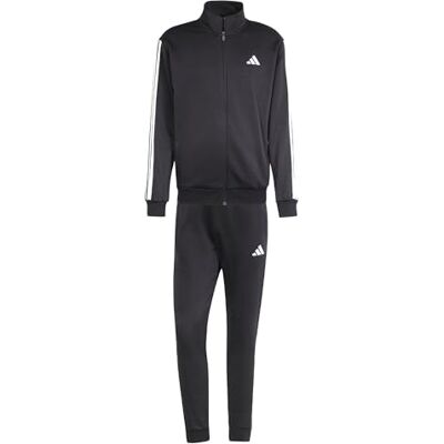 adidas heren Sportswear Basic 3 Stripes Fleece Track Suit, Black, L Short adidas heren Sportswear Basic 3 Stripes Fleece Track Suit, Black, L Short