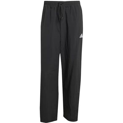adidas heren Essentials Small Logo Woven Open Hem Pants, Black/White, S adidas heren Essentials Small Logo Woven Open Hem Pants, Black/White, S