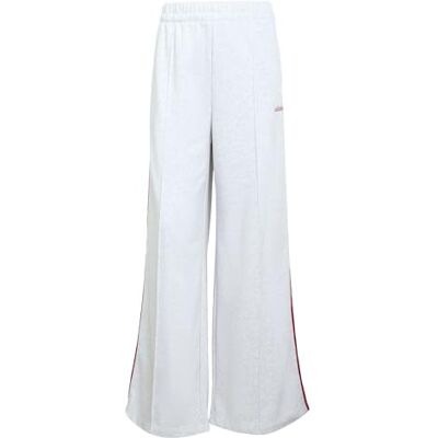 adidas Mujer Seasonal Essentials Colorpop Pants with Embroidered Graphic, light grey heather/active maroon, XXS adidas Mujer Seasonal Essentials Colorpop Pants with Embroidered Graphic, light grey heather/active maroon, XXS