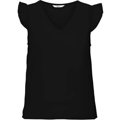 ONLY Onlalma Life Poly S/S Elina Top Solid, zwart, S ONLY Onlalma Life Poly S/S Elina Top Solid, zwart, S
