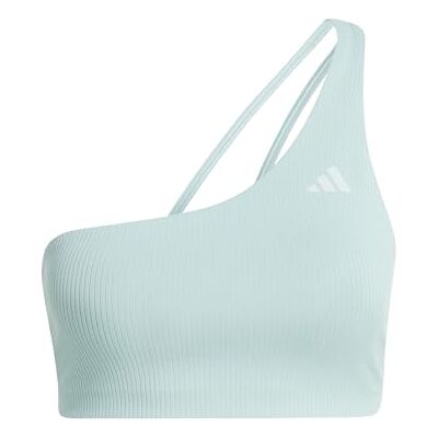adidas Mujer Optime Workout Rib One Shoulder Light Support Bra, Wonder Sage, L adidas Mujer Optime Workout Rib One Shoulder Light Support Bra, Wonder Sage, L