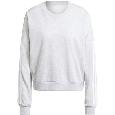 adidas dames Essentials 3-Stripes French Terry Sweatshirt, light grey heather/white, L adidas dames Essentials 3-Stripes French Terry Sweatshirt, light grey heather/white, L