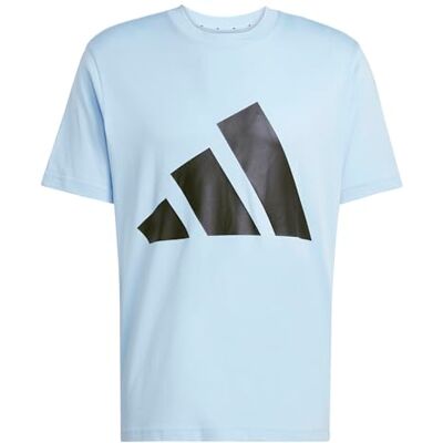 adidas heren Essentials Big Logo Single Jersey Shirt, glow blue/black, M adidas heren Essentials Big Logo Single Jersey Shirt, glow blue/black, M