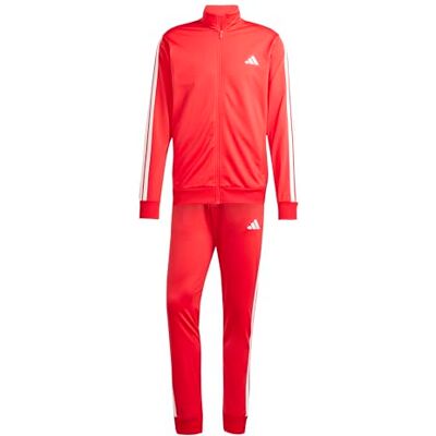 adidas Hombre SPORTSWEAR BASIC 3 STRIPES TRICOT TRACKSUIT, pure ruby/white, L adidas Hombre SPORTSWEAR BASIC 3 STRIPES TRICOT TRACKSUIT, pure ruby/white, L