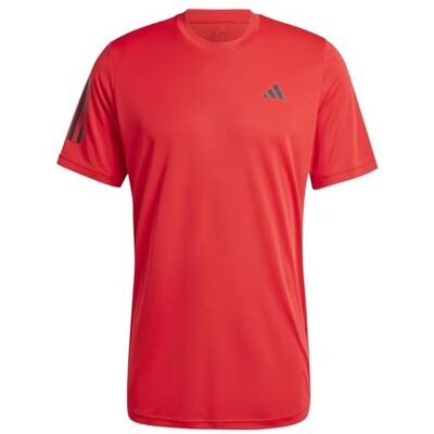 adidas Heren Club 3-Stripes Tennis Tee, better scarlet, XS adidas Heren Club 3-Stripes Tennis Tee, better scarlet, XS