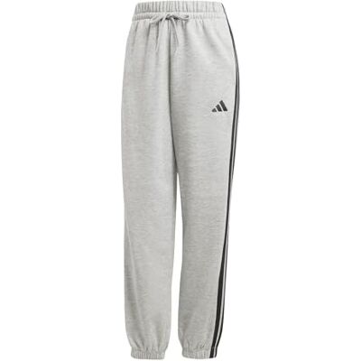 adidas Mujer ESSENTIALS 3-STRIPES FLEECE LOOSE PANTS, medium grey heather/black, L adidas Mujer ESSENTIALS 3-STRIPES FLEECE LOOSE PANTS, medium grey heather/black, L