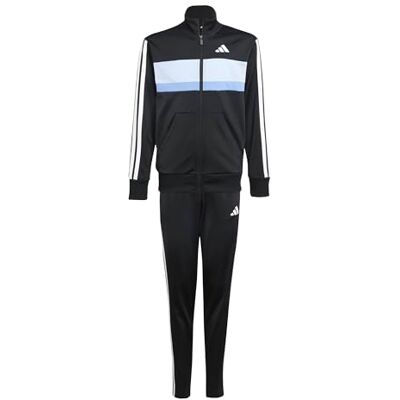 adidas Uniseks-Kind SEASONAL ESSENTIALS TIBERIO 3 STRIPES TRICOT TRACKSUIT, black/glow blue/blue fusion/white, 11-12 Years adidas Uniseks-Kind SEASONAL ESSENTIALS TIBERIO 3 STRIPES TRICOT TRACKSUIT, black/glow blue/blue fusion/white, 11-12 Years
