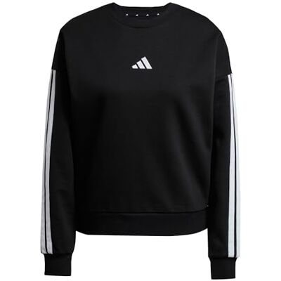 adidas dames Essentials 3-Stripes Fleece Sweatshirt, black/white, XXS adidas dames Essentials 3-Stripes Fleece Sweatshirt, black/white, XXS