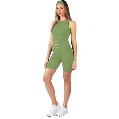 Carlheim Women's Serenita Active Collection Shorts 8", Olive, Large Carlheim Women's Serenita Active Collection Shorts 8", Olive, Large