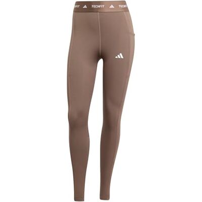 adidas Dames TECHFIT Stash Pocket Full Length Leggings, Earth Strata, XS adidas Dames TECHFIT Stash Pocket Full Length Leggings, Earth Strata, XS