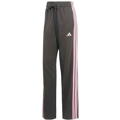 adidas Mujer ESSENTIALS 3-STRIPES OPEN HEM FLEECE PANTS, grey six/st tropic bloom, L adidas Mujer ESSENTIALS 3-STRIPES OPEN HEM FLEECE PANTS, grey six/st tropic bloom, L