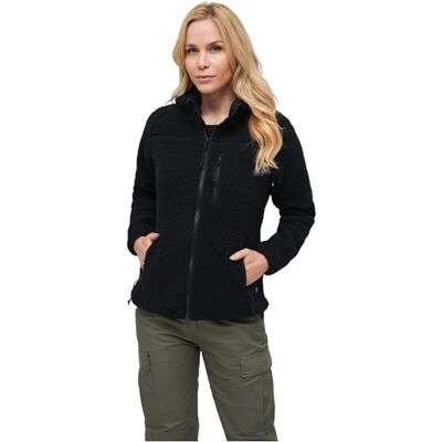 Brandit Ladies Teddyfleecejacket, hood Fleece zwart Basics Brandit Ladies Teddyfleecejacket, hood Fleece zwart Basics