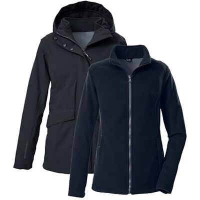 killtec dames Outdoorjack/3 in 1 functioneel jack met capuchon en inritsbaar fleecejack KOW 189 WMN JCKT, schwarz blau, 44, 43311-000 killtec dames Outdoorjack/3 in 1 functioneel jack met capuchon en inritsbaar fleecejack KOW 189 WMN JCKT, schwarz blau, 44, 43311-000
