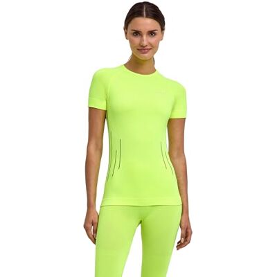 FALKE Dames Top van onderlaag Warm Trend Round Neck W S/s Ts functioneel materiaal sneldrogend 1 stuk, Geel Lightning 1690, L FALKE Dames Top van onderlaag Warm Trend Round Neck W S/s Ts functioneel materiaal sneldrogend 1 stuk, Geel Lightning 1690, L