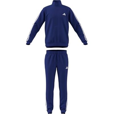 adidas heren Sportswear Basic 3 Stripes Tricot Track Suit, semi lucid blue/white, S adidas heren Sportswear Basic 3 Stripes Tricot Track Suit, semi lucid blue/white, S