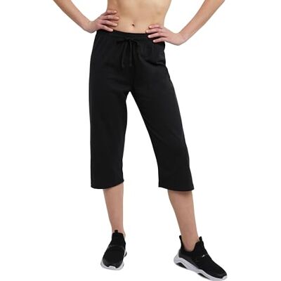 Champion Dames Jersey Capri Joggingbroek, Zwart, S Champion Dames Jersey Capri Joggingbroek, Zwart, S