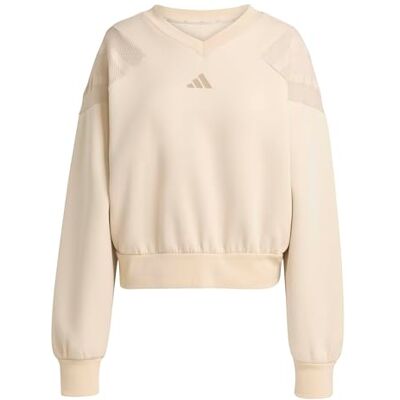 adidas Mujer FUTURE ICONS THREE STRIPES V NECK SWEATSHIRT, Crystal Linen, S adidas Mujer FUTURE ICONS THREE STRIPES V NECK SWEATSHIRT, Crystal Linen, S