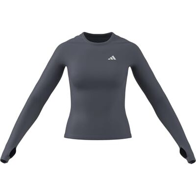 adidas Mujer Power Essentials Workout Contour Long Sleeve, onix, L adidas Mujer Power Essentials Workout Contour Long Sleeve, onix, L