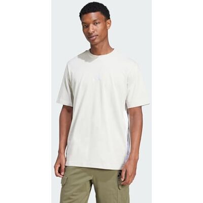 adidas heren Essential Three Stripes Single Jersey Shirt, wonder alumina/white, M adidas heren Essential Three Stripes Single Jersey Shirt, wonder alumina/white, M