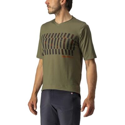 CASTELLI 4522008-353 Trail Tech Tee Heren T-Shirt Olive Green/Dark Gray-Orange Rust S CASTELLI 4522008-353 Trail Tech Tee Heren T-Shirt Olive Green/Dark Gray-Orange Rust S