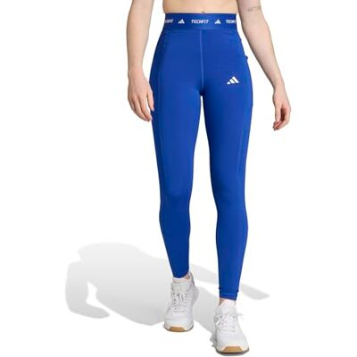 adidas Dames TECHFIT Stash Pocket Full Length Leggings, Royal Blue, XS adidas Dames TECHFIT Stash Pocket Full Length Leggings, Royal Blue, XS
