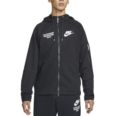 NIKE Sportswear-sweatshirt voor heren met capuchon en ritssluiting, Zwart/Wit, M NIKE Sportswear-sweatshirt voor heren met capuchon en ritssluiting, Zwart/Wit, M