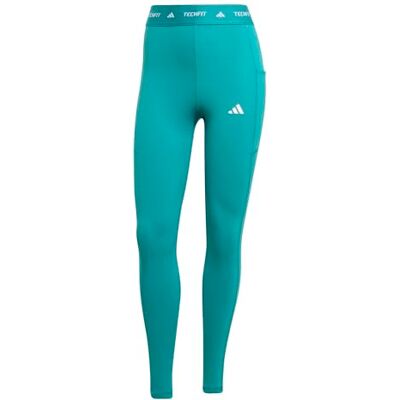 adidas Dames TECHFIT Stash Pocket Full Length Leggings, Pure Teal, M adidas Dames TECHFIT Stash Pocket Full Length Leggings, Pure Teal, M