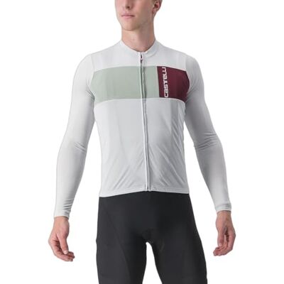 CASTELLI Prologo 7 lange mouwen jersey, fietsshirt voor heren/dames, ademend en licht, optimaal voor koel weer, hoge prestaties, zilvergrijs/Defender Green-Bor, 3XL CASTELLI Prologo 7 lange mouwen jersey, fietsshirt voor heren/dames, ademend en licht, optimaal voor koel weer, hoge prestaties, zilvergrijs/Defender Green-Bor, 3XL