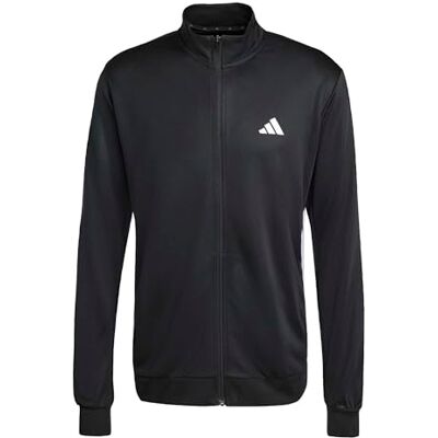 adidas heren Workout Essentials All-Set 3-Stripes Knit Track Top Sweatshirt, black/white, M adidas heren Workout Essentials All-Set 3-Stripes Knit Track Top Sweatshirt, black/white, M
