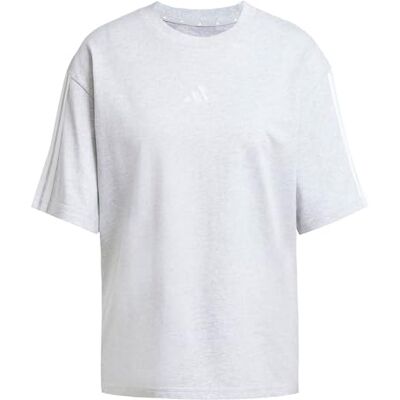 adidas Mujer ESSENTIALS 3-STRIPES BOYFRIEND T-SHIRT, light grey heather/white, XXS adidas Mujer ESSENTIALS 3-STRIPES BOYFRIEND T-SHIRT, light grey heather/white, XXS