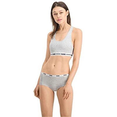PUMA Dames Mini Short (3-pack), wit/grijs/zwart, XL PUMA Dames Mini Short (3-pack), wit/grijs/zwart, XL